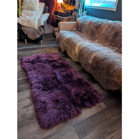 Plush purple faux sheepskin area rug 68x35 inches