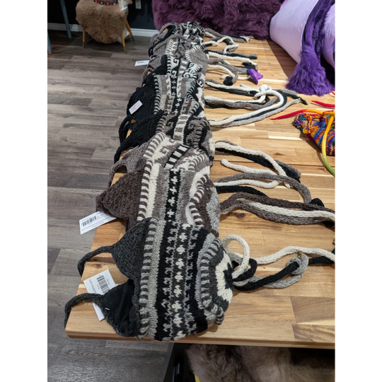 Black and white wool knitted face mask for hats