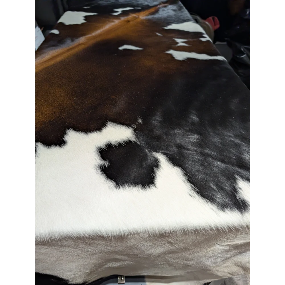 Extra large cowhide rug with brown white patches natural leather texture