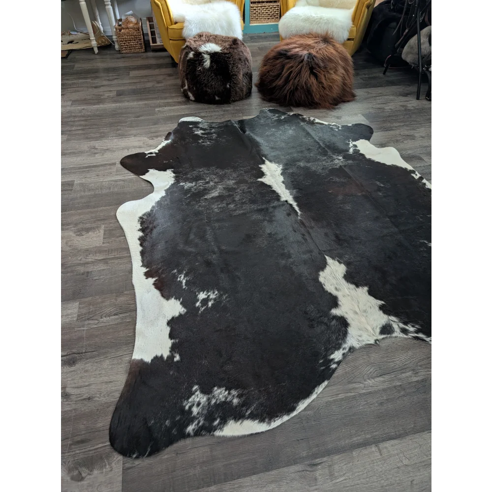Large black and white cowhide with natural irregular patterns extra large cowhide perfect for spacious rooms