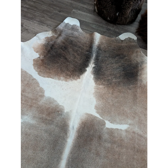 Reddish extra large cowhide rug 96 x 85 in brown and white with natural fur texture perfect large cowhide decor