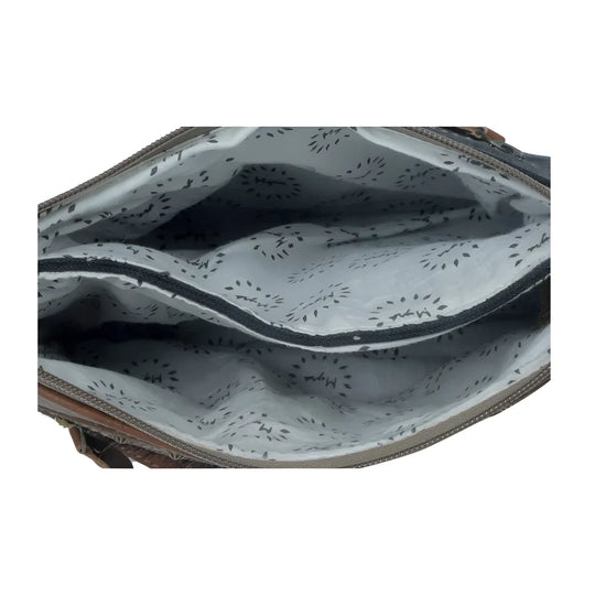 Remarkable hairon bag interior: real cowhide with gray patterned lining