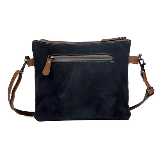 Remarkable hairon bag: dark blue canvas crossbody with real cowhide straps