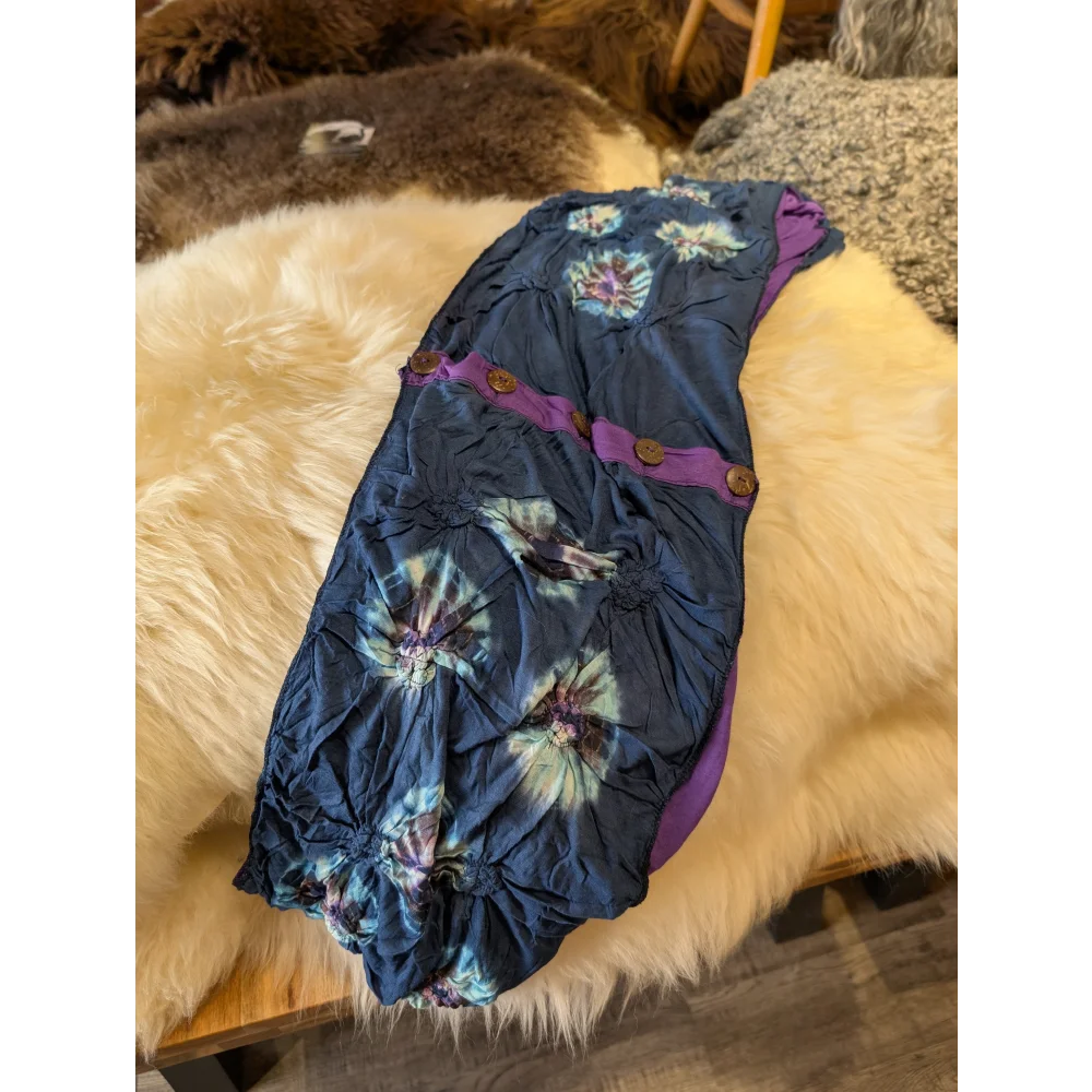 Ridiculously cute cotton infinity scarf in blue purple tie-dye quilted jacket style