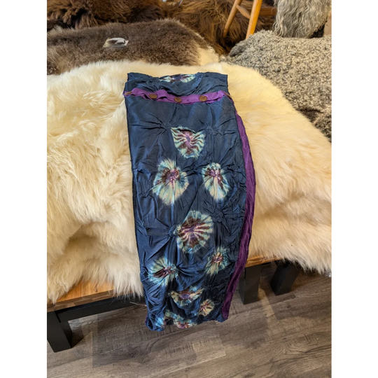 Ridiculously cute cotton infinity scarf with blue purple tie-dye sleeping bag