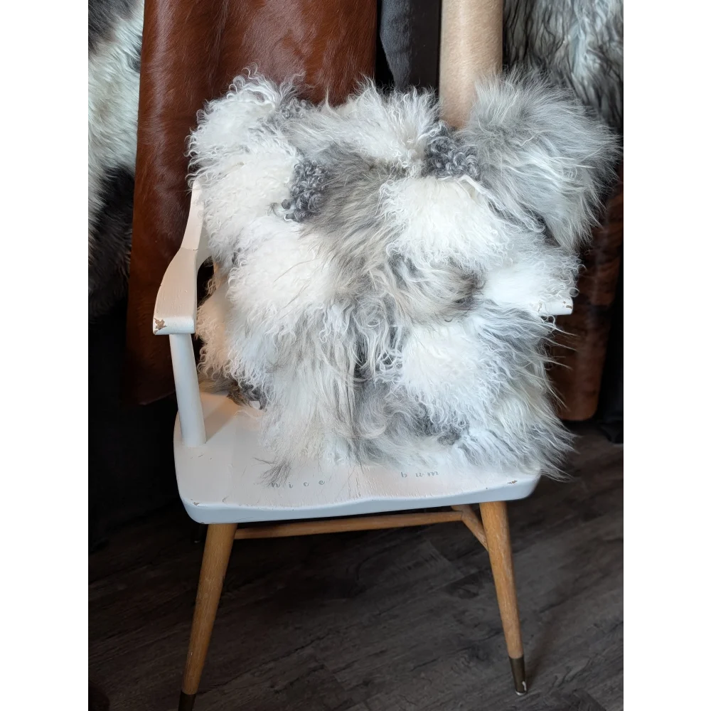 Ridiculously Over The Top Grey Sheepskin Cushion