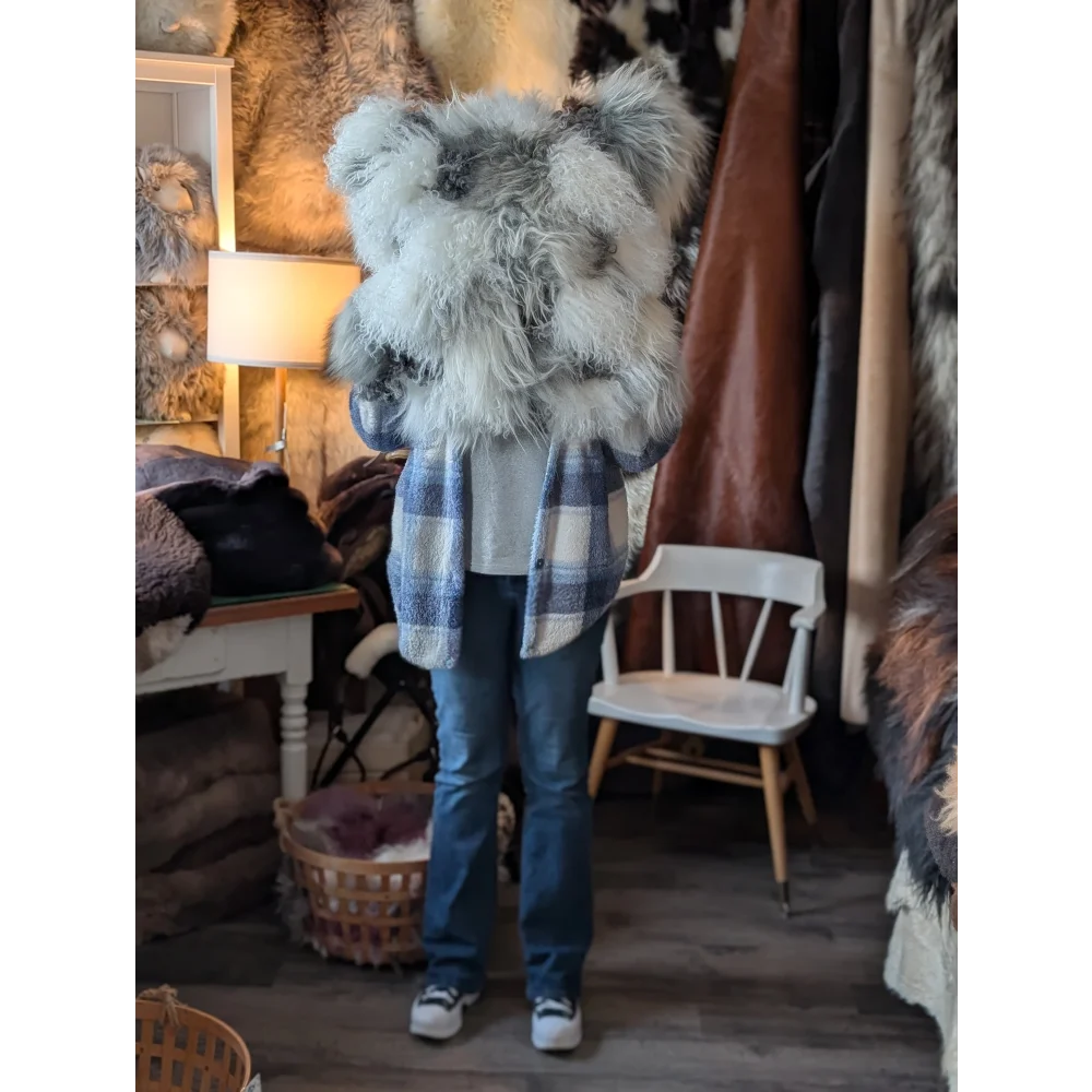 Ridiculously Over The Top Grey Sheepskin Cushion