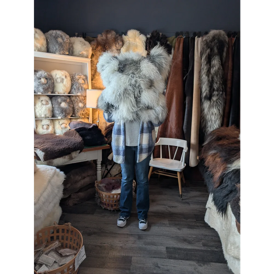 Ridiculously Over The Top Grey Sheepskin Cushion