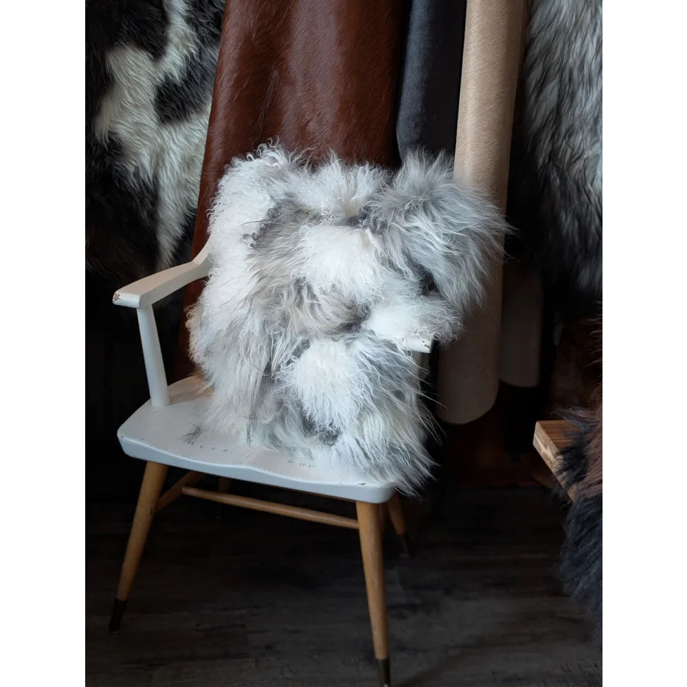 Ridiculously Over The Top Grey Sheepskin Cushion