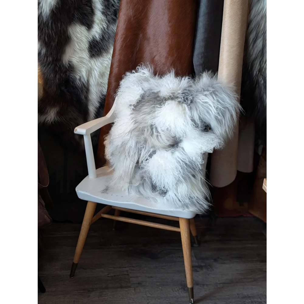 Ridiculously Over The Top Grey Sheepskin Cushion