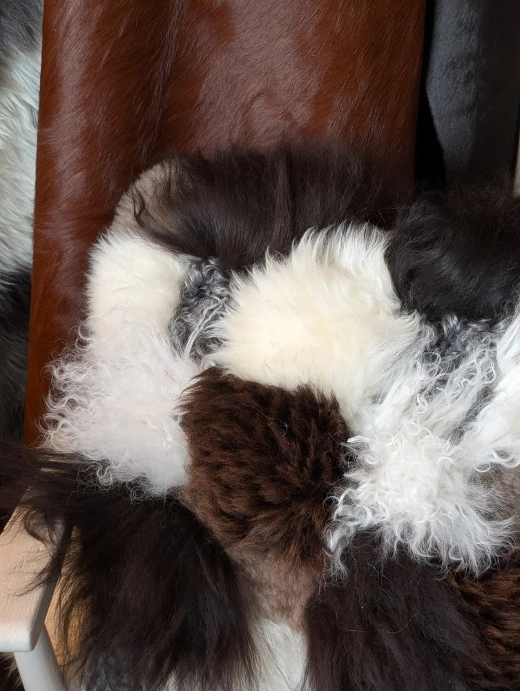 Ridiculously over the top checkered sheepskin cushion plush pile