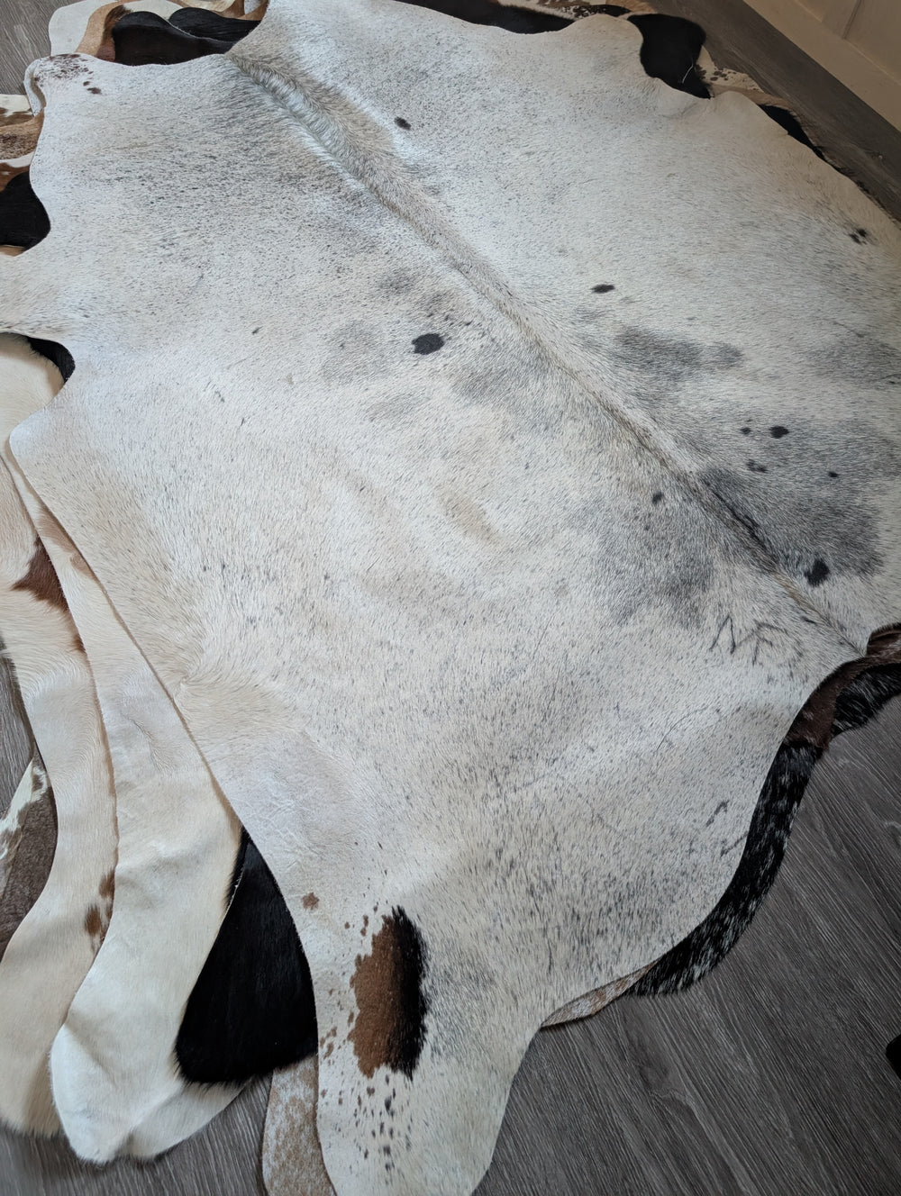 #402 ❤️ 78" x 71" Lovely Cowhide Rug