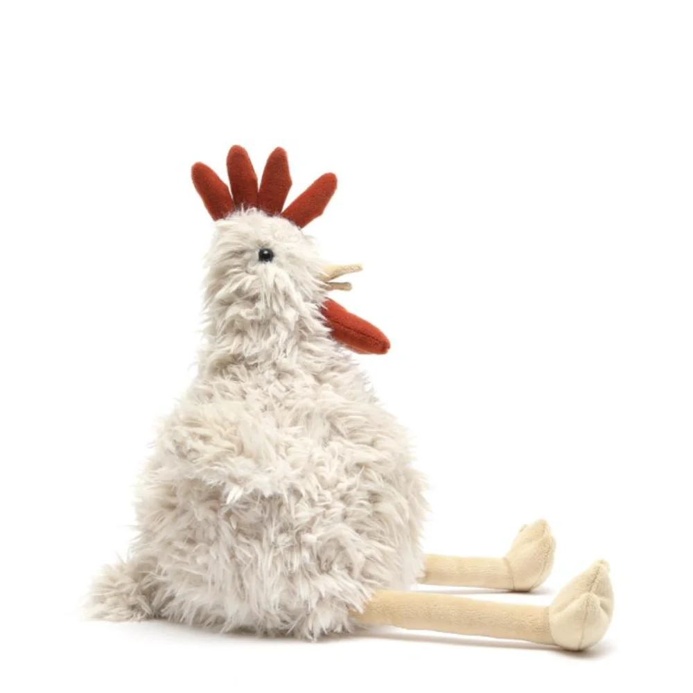 Roy the Rooster plush chicken toy by Nana Huchy, red comb, cream feathers