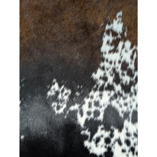 Beautiful large cowhide rug with white spots on brown base, 88.5x76.5 inches