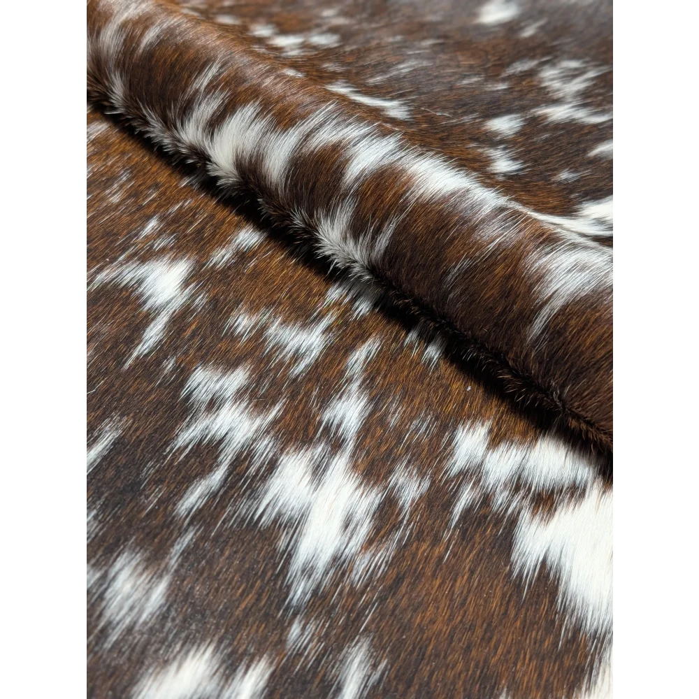 Beautiful large cowhide rug in Salt & Pepper Brown, 88.5’’ x 76.5’’ textured blanket