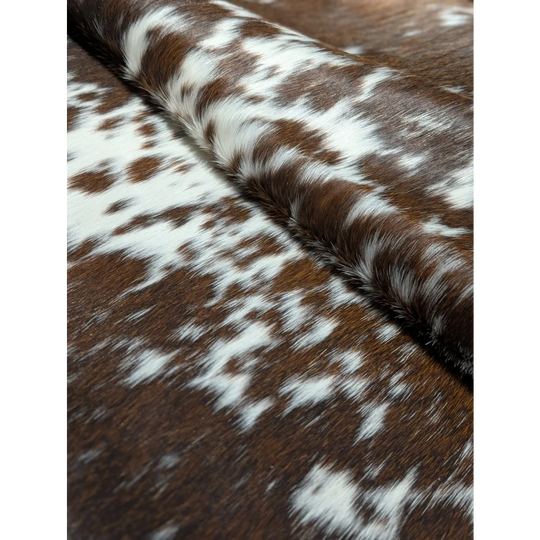 Beautiful large cowhide rug with brown white spots 88.5x76.5