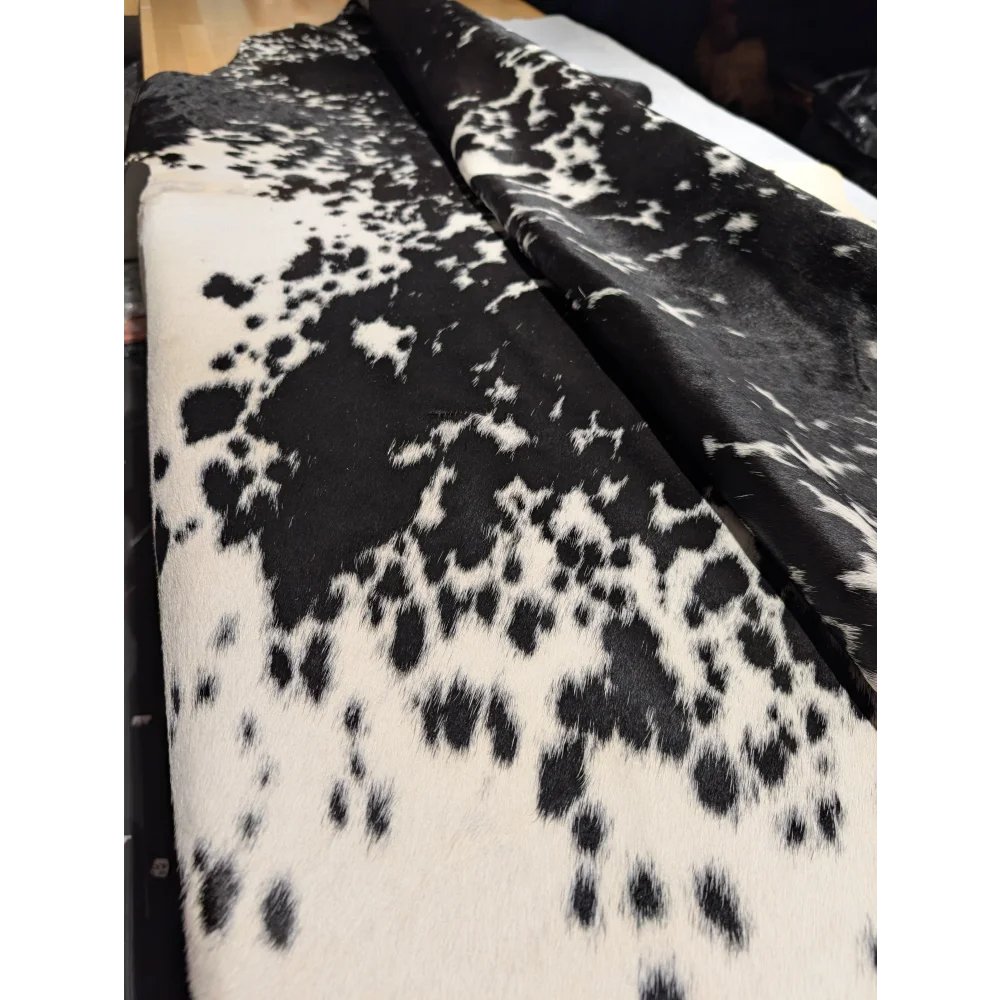 Extra large cowhide rug SaltPepBLK #530 in black white spots 90x83.5