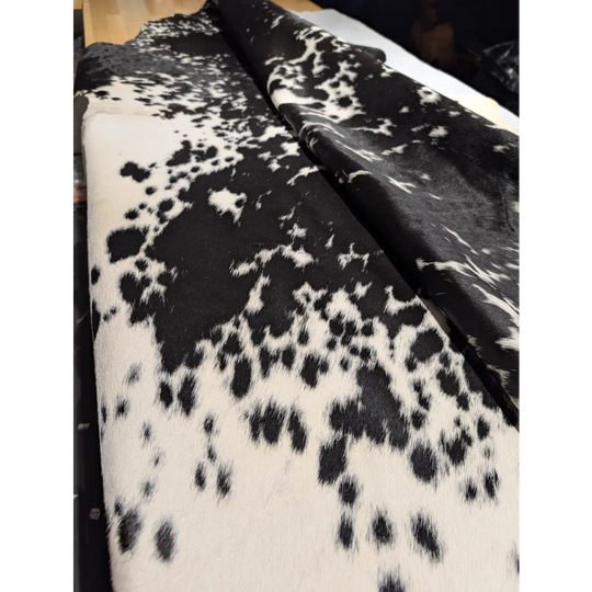Extra large cowhide rug SaltPepBLK #530 in black white spots 90x83.5