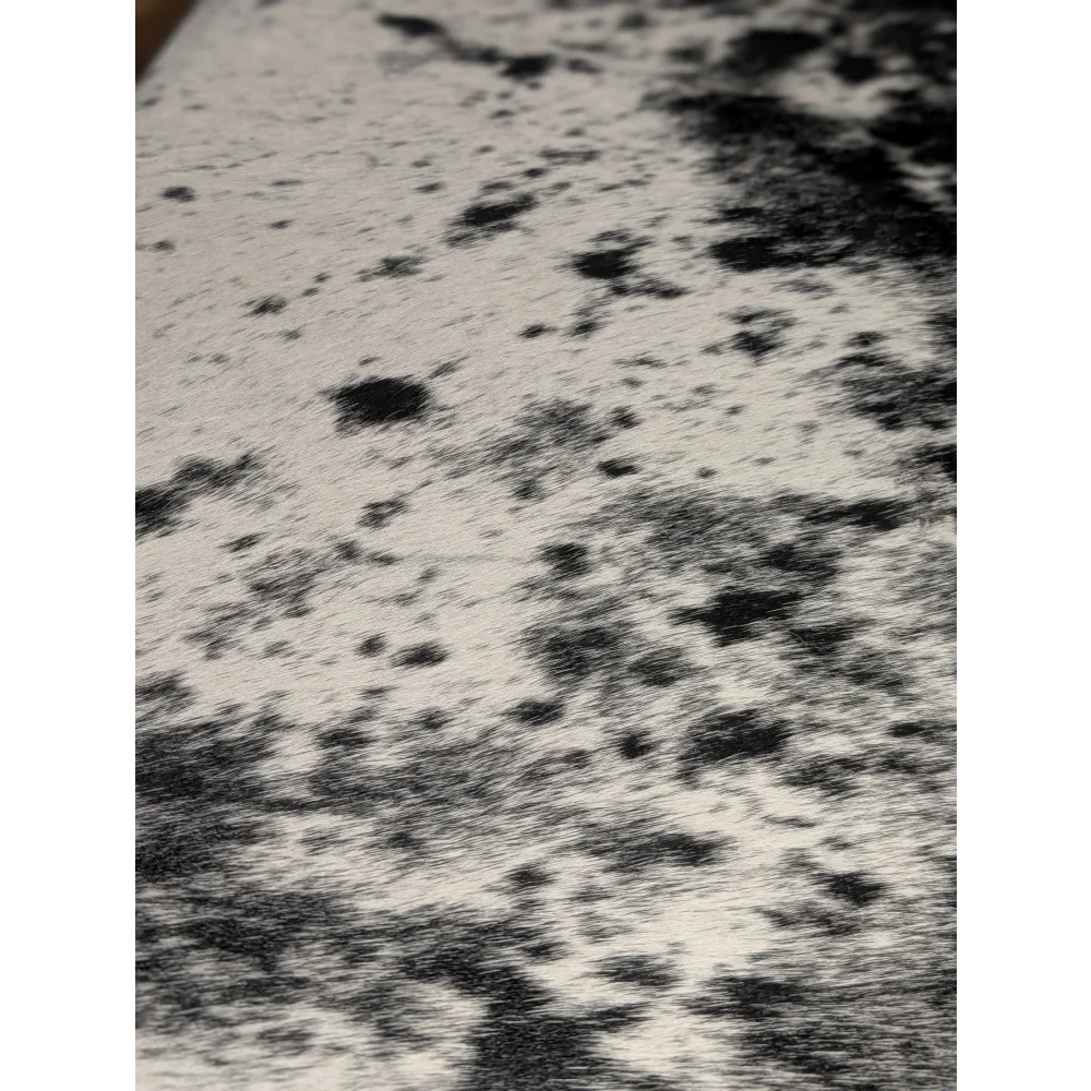 Extra large black and white speckled cowhide rug, soft underfoot