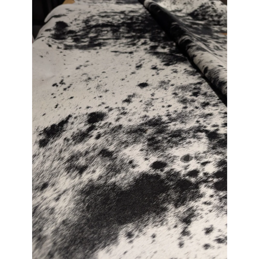Extra large SaltPepBLK #70 cowhide rug, soft underfoot with speckled pattern