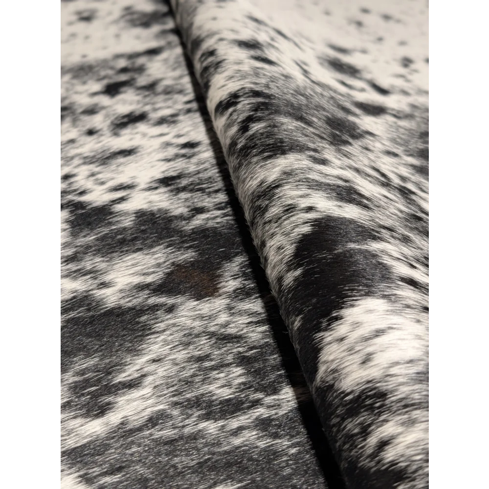 Extra large black and white speckled cowhide rug, soft underfoot, 81.5x73