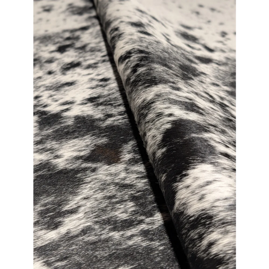 Extra large black and white speckled cowhide rug, soft underfoot, 81.5x73