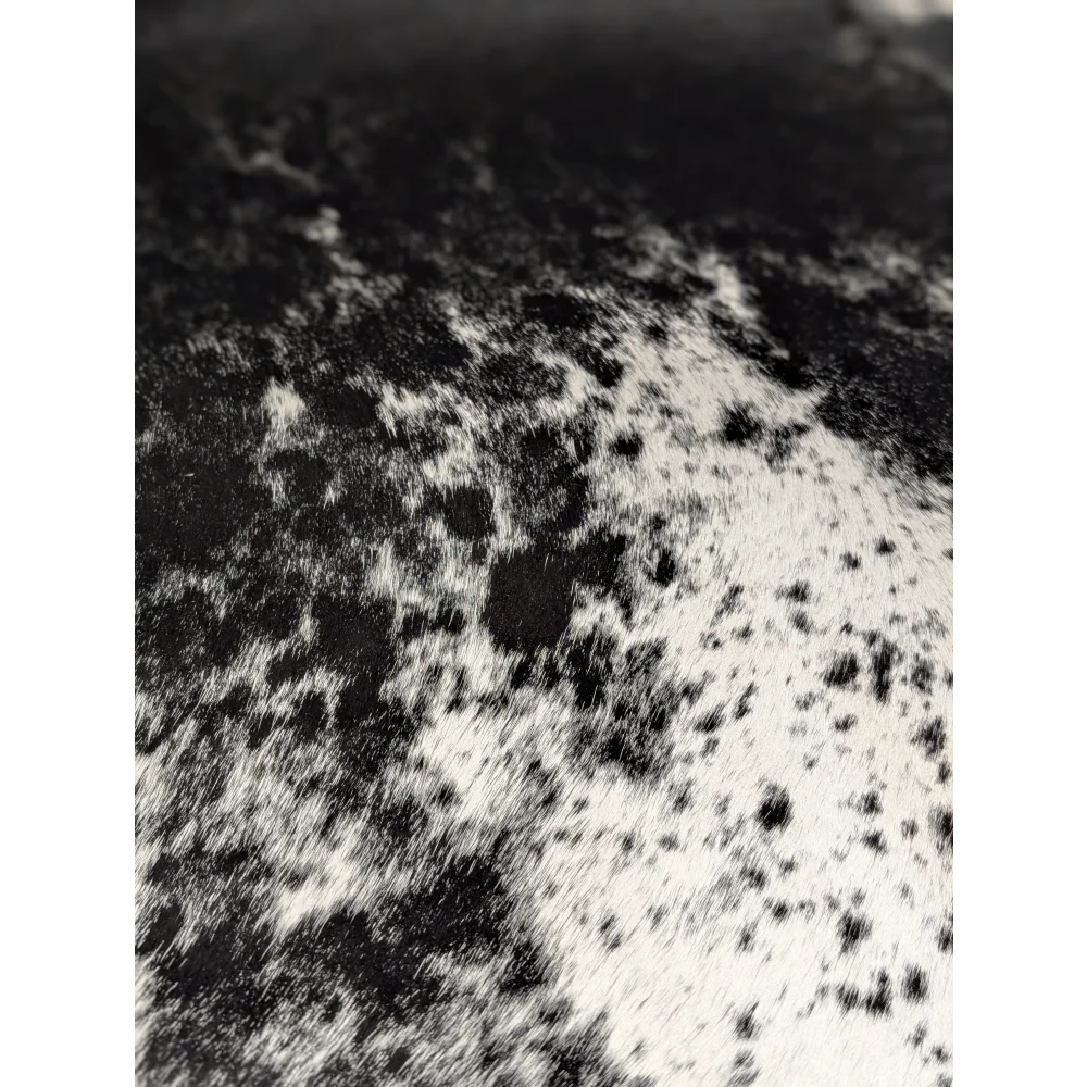 Extra large black and white spotted cowhide rug, soft underfoot, 81.5x73in