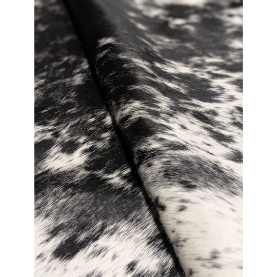 Extra large SaltPepBLK #70 cowhide rug, black and white spots, soft underfoot