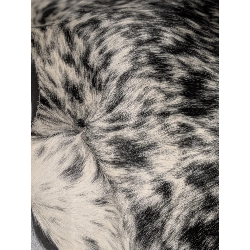 Extra large cowhide black and white spotted fur coat, 94x88 inches