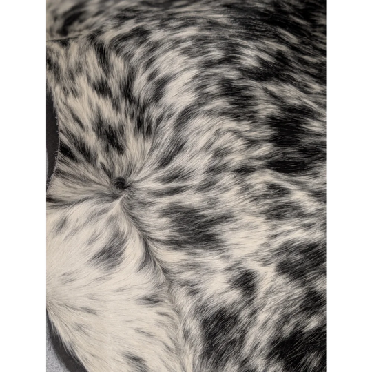 Extra large cowhide black and white spotted fur coat, 94x88 inches