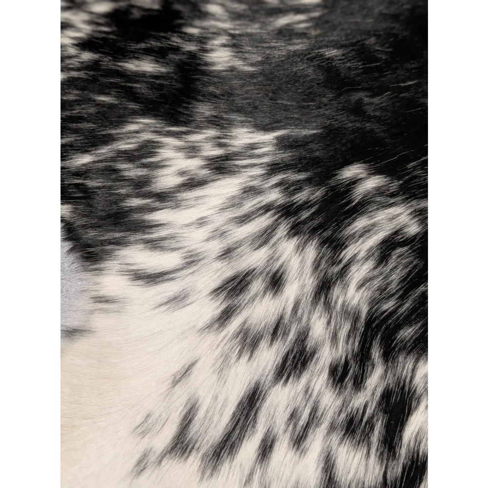 Extra large cowhide blanket with black and white spotted fur, 94x88 inches