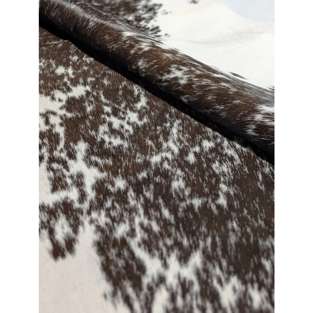 Gorgeous extra large cowhide blanket in brown white speckles smooth texture