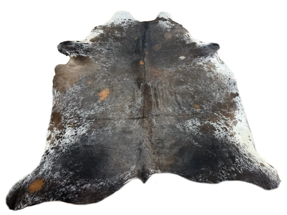 Black and white saltpepbrn13 large cowhide rug with natural brown patches perfect for beautiful rugs collection