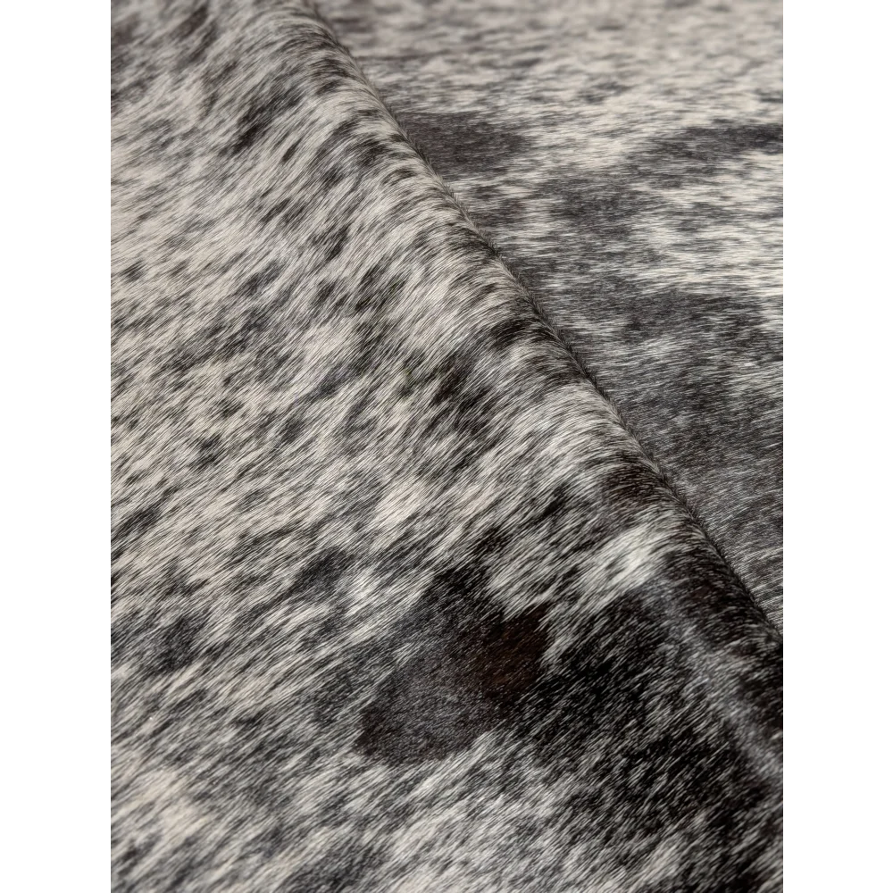 Extra large cowhide rug with black and white speckled wool texture, Angus Oliver saltpepbrn#132, 94x84 inches