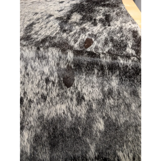 Extra large Angus Oliver cowhide rug, black white fur, 94x84 inches