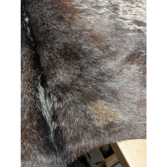 Extra large Angus Oliver cowhide rug with black and brown fur texture
