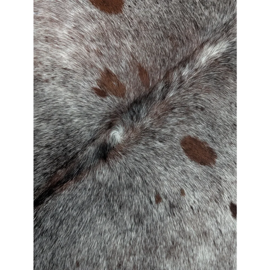 Gray and brown spotted faux fur rug saltpepbrn