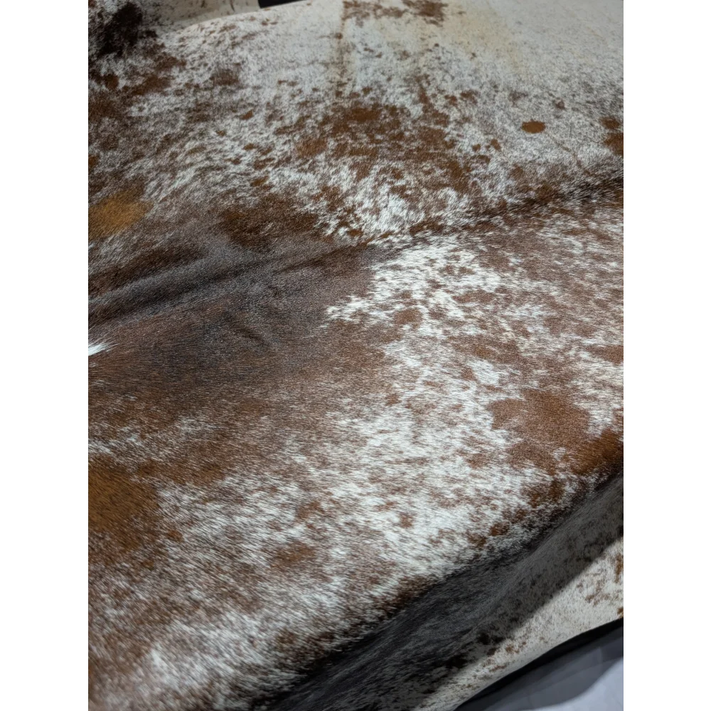 Extra large brown and white cowhide blanket, soft underfoot rug 88x79