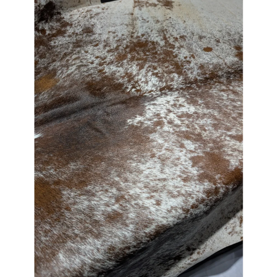 Extra large brown and white cowhide blanket, soft underfoot rug 88x79