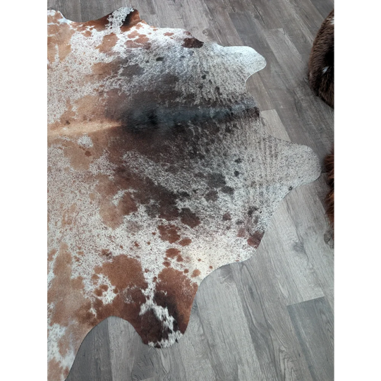 Brown and white extra large cowhide rug saltpepbrn203 with natural irregular patterns perfect for beautiful rugs