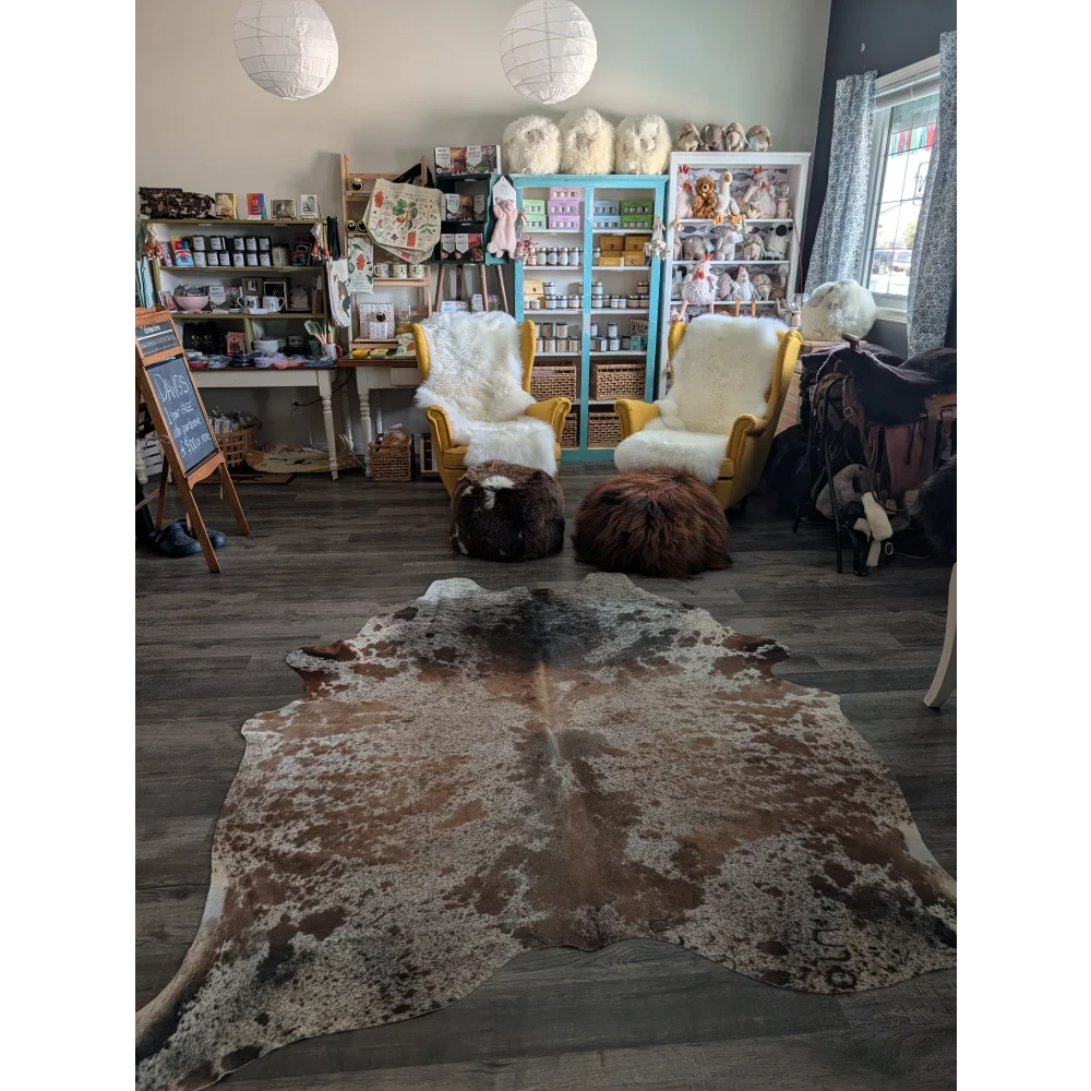 Brown and white extra large cowhide rug saltpepbrn 203 with natural irregular patterns perfect for beautiful rugs