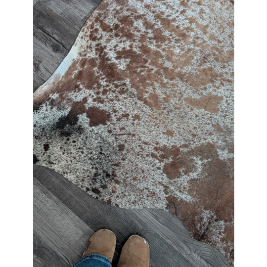 Extra large brown and white speckled cowhide rug saltpepbrn
