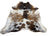 Large brown and white spotted cowhide rug saltpepbrn#358 with natural fur texture and rustic charm arriving soon