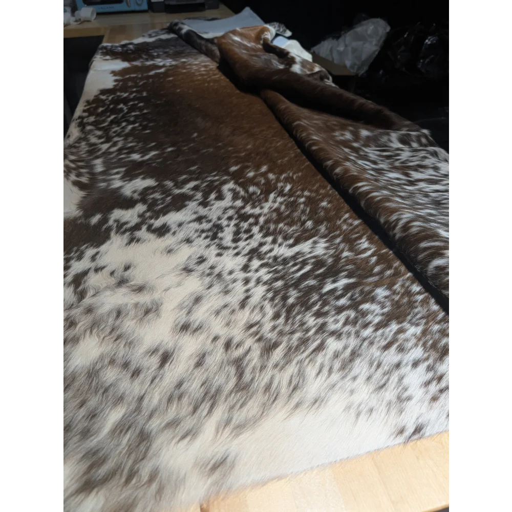 Extra large cowhide rug SaltPepBRN #87 with brown white speckles