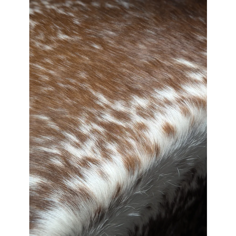 Extra large cowhide rug with brown white speckled fur, 99x86 inches
