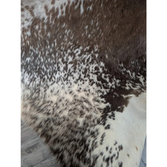 Extra large cowhide rug with brown white spots SaltPepBRN #87 99x86