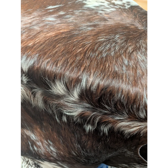 Extra large cowhide blanket with brown and white textured pattern