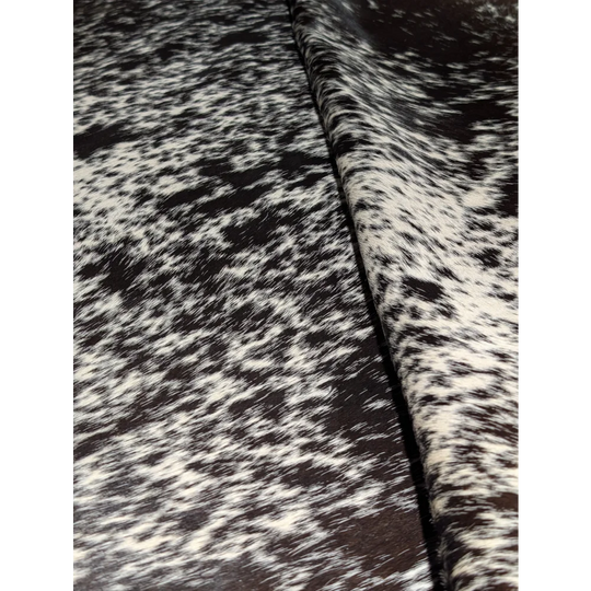 Black and white speckled extra large cowhide rug, soft underfoot
