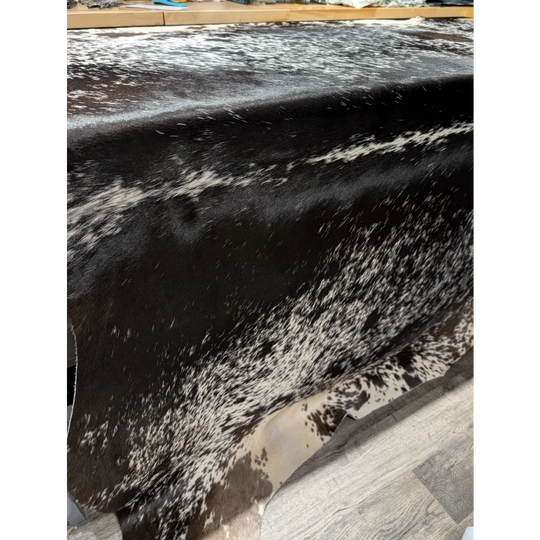 Extra large cowhide rug SALTPEPTRI#103 with black and white spots, soft underfoot