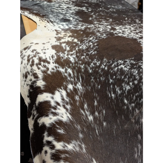 Extra large cowhide rug SALTPEPTRI#103 with brown white spots, soft underfoot